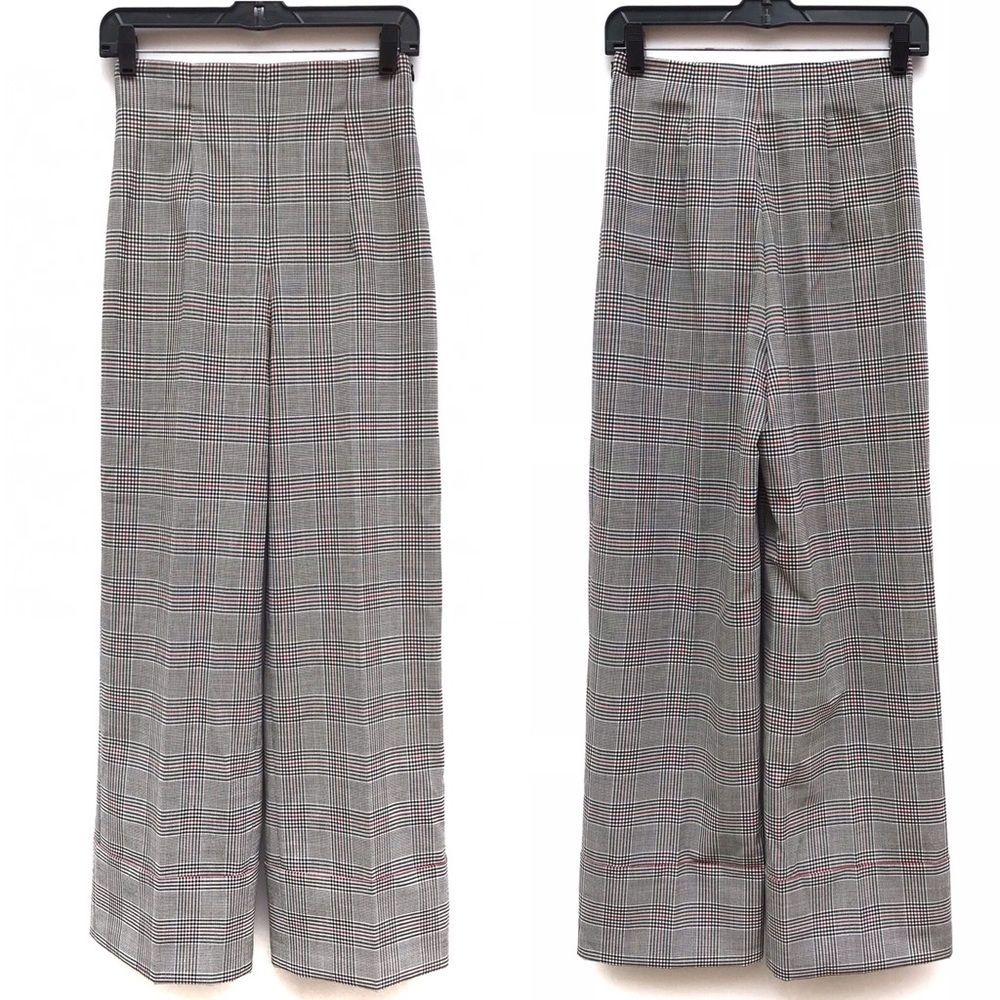 Zara Checkered Plaid High Rise Cuffed Pants NEW - Picture 2 of 9